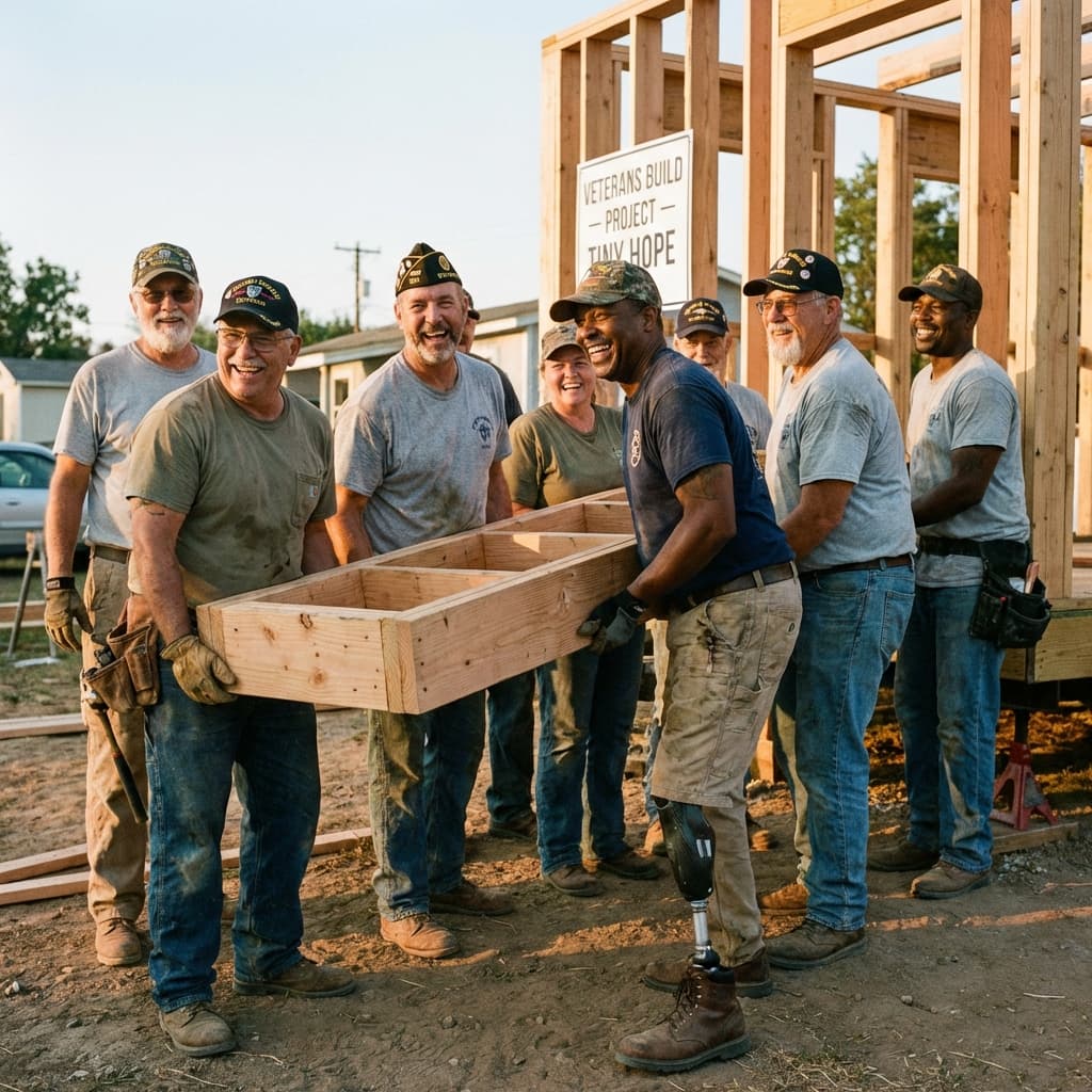 Veterans building together at Project Tiny Hope — collaborative construction